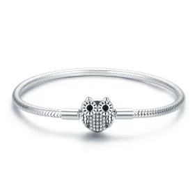 Pandora Style Silver Graduation Cute Owl Chain Bracelet - SCB067 Pandora Style Silver Graduation Cute Owl Chain Bracelet - SCB067