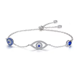 Pandora Style Silver Guardian Eye Chain Slider Bracelet - SCB089 Pandora Style Silver Guardian Eye Chain Slider Bracelet - SCB089