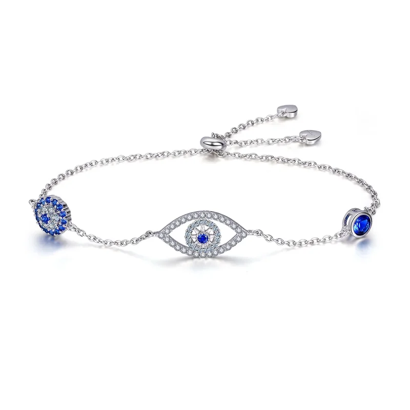 (image for) Pandora Style Silver Guardian Eye Chain Slider Bracelet - SCB089 - Product Image
