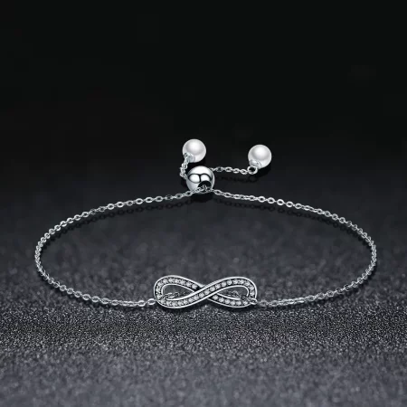 Pandora Style Silver Infinity Chain Slider Bracelet - SCB056