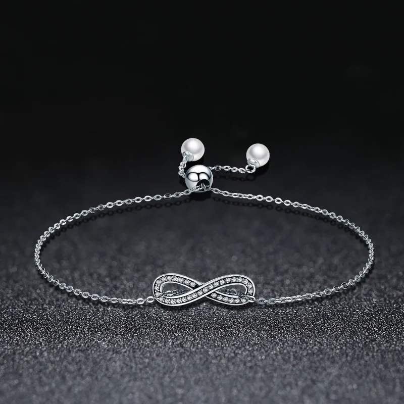 (image for) Pandora Style Silver Infinity Chain Slider Bracelet - SCB056 - View 3