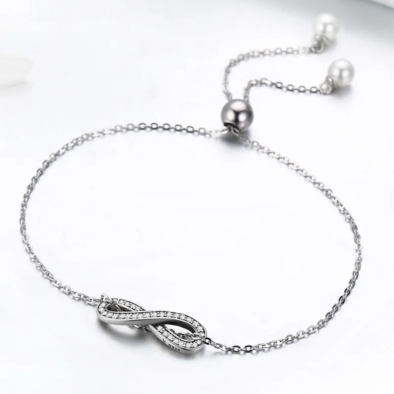 (image for) Pandora Style Silver Infinity Chain Slider Bracelet - SCB056 - View 4