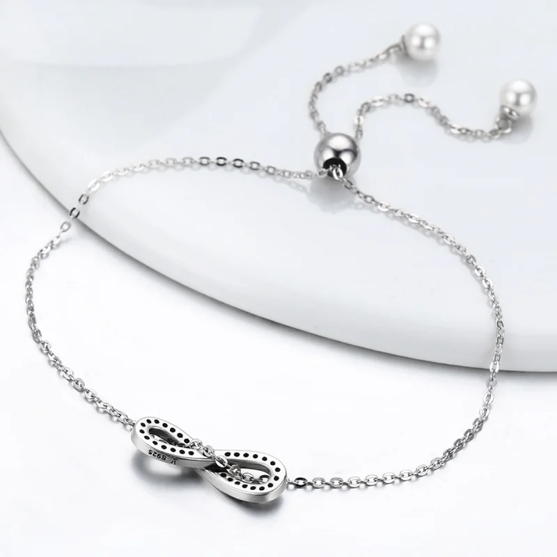 (image for) Pandora Style Silver Infinity Chain Slider Bracelet - SCB056 - View 5