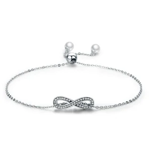 (image for) Pandora Style Silver Infinity Chain Slider Bracelet - SCB056