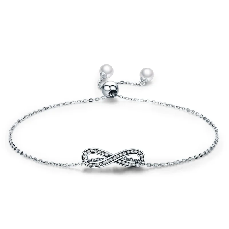 (image for) Pandora Style Silver Infinity Chain Slider Bracelet - SCB056 - Product Image