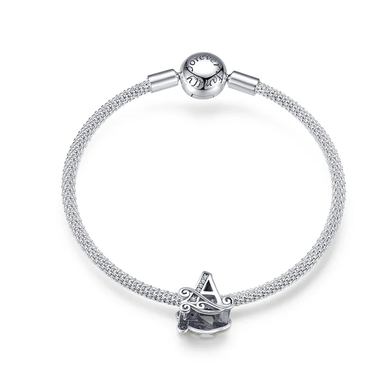 (image for) Pandora Style Silver Letter A Mesh Bracelet - SCB829 - Product Image