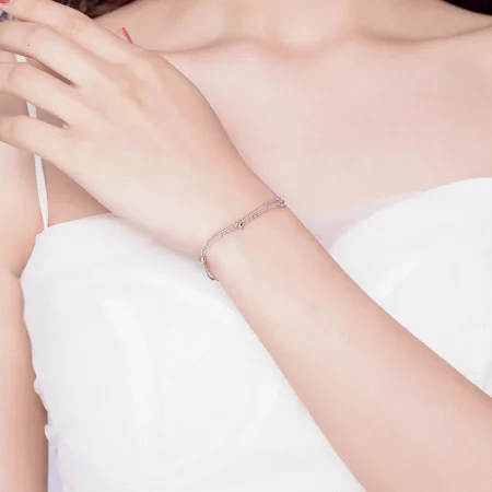 Pandora Style Silver Little Beads Chain Slider Bracelet - SCB131