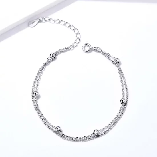 Pandora Style Silver Little Beads Chain Slider Bracelet - SCB131
