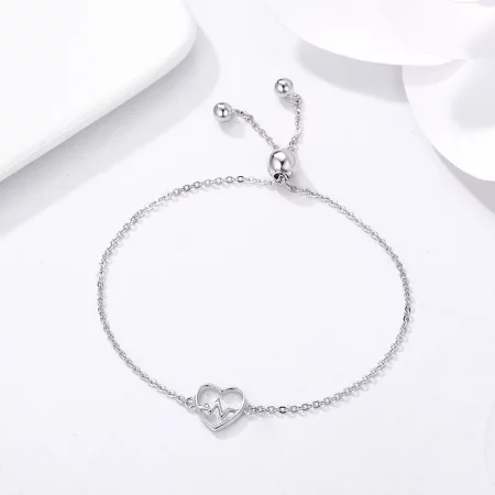 Pandora Style Silver Love Cardiogram Slider Bracelet - SCB019