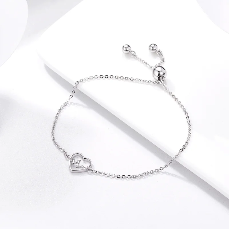 (image for) Pandora Style Silver Love Cardiogram Slider Bracelet - SCB019 - View 5