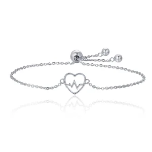 (image for) Pandora Style Silver Love Cardiogram Slider Bracelet - SCB019
