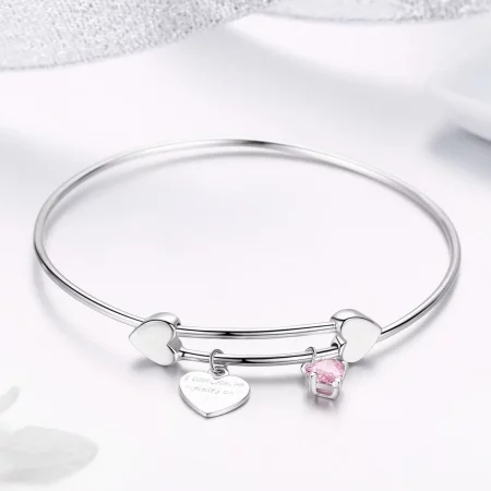 Pandora Style Silver Love Promise Charm Entwined Slider Bangle - SCB124