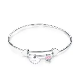 Pandora Style Silver Love Promise Charm Entwined Slider Bangle - SCB124 Pandora Style Silver Love Promise Charm Entwined Slider Bangle - SCB124
