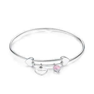 (image for) Pandora Style Silver Love Promise Charm Entwined Slider Bangle - SCB124
