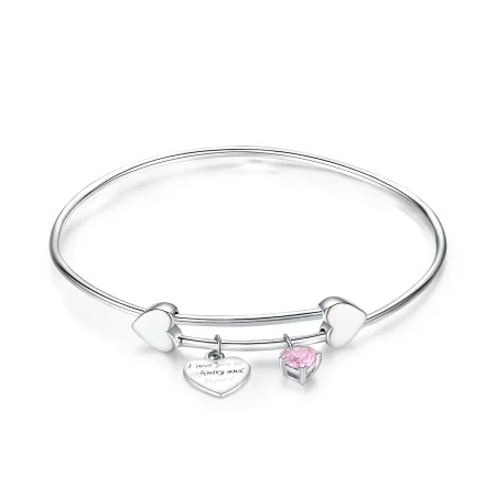 Pandora Style Silver Love Promise Charm Entwined Slider Bangle - SCB124