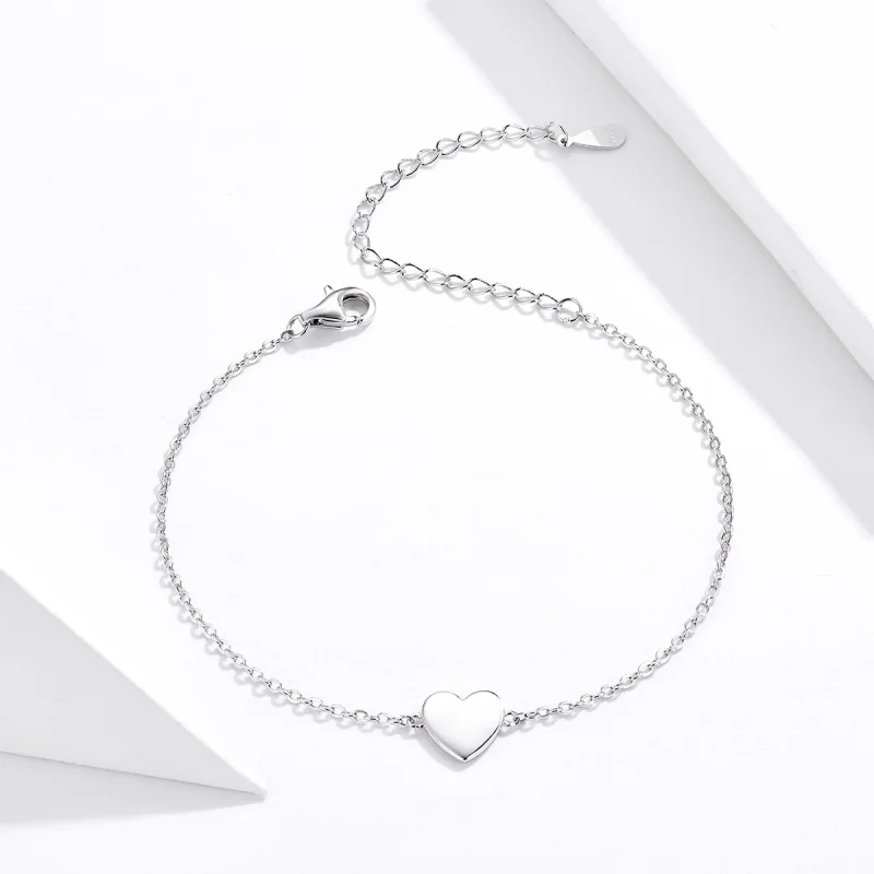 (image for) Pandora Style Silver Loved Heart Chain Slider Bracelet - SCB161 - View 3