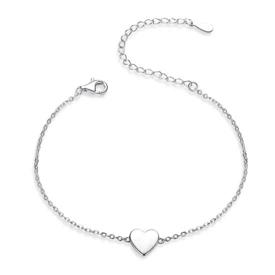 Pandora Style Silver Loved Heart Chain Slider Bracelet - SCB161