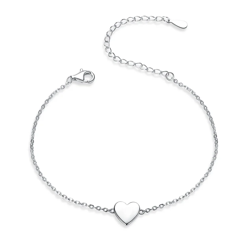 (image for) Pandora Style Silver Loved Heart Chain Slider Bracelet - SCB161 - Product Image