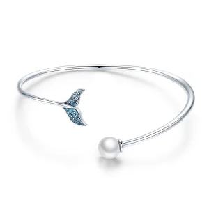 (image for) Pandora Style Silver Mermaid's Tear Open Bangle - SCB123