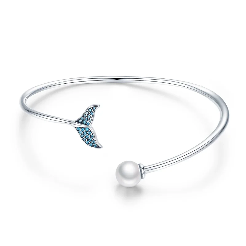 (image for) Pandora Style Silver Mermaid's Tear Open Bangle - SCB123 - Product Image