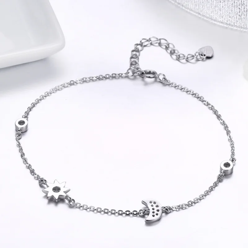 (image for) Pandora Style Silver Moon Sun and Stars Chain Slider Bracelet - SCB081 - View 3