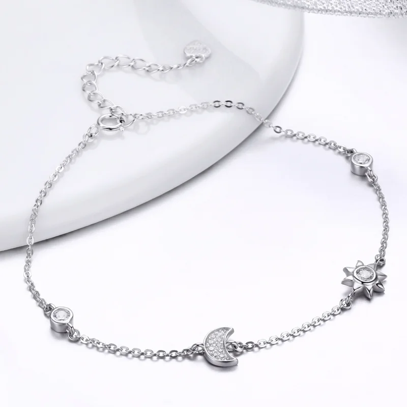 (image for) Pandora Style Silver Moon Sun and Stars Chain Slider Bracelet - SCB081 - View 5