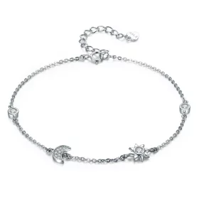 Pandora Style Silver Moon Sun and Stars Chain Slider Bracelet - SCB081 Pandora Style Silver Moon Sun and Stars Chain Slider Bracelet - SCB081