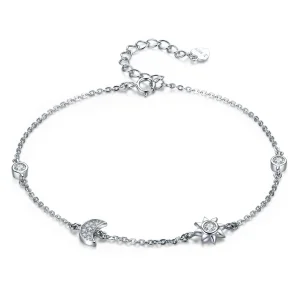 (image for) Pandora Style Silver Moon Sun and Stars Chain Slider Bracelet - SCB081
