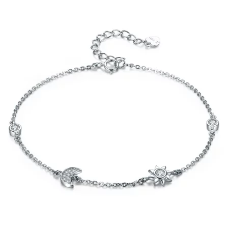 Pandora Style Silver Moon Sun and Stars Chain Slider Bracelet - SCB081