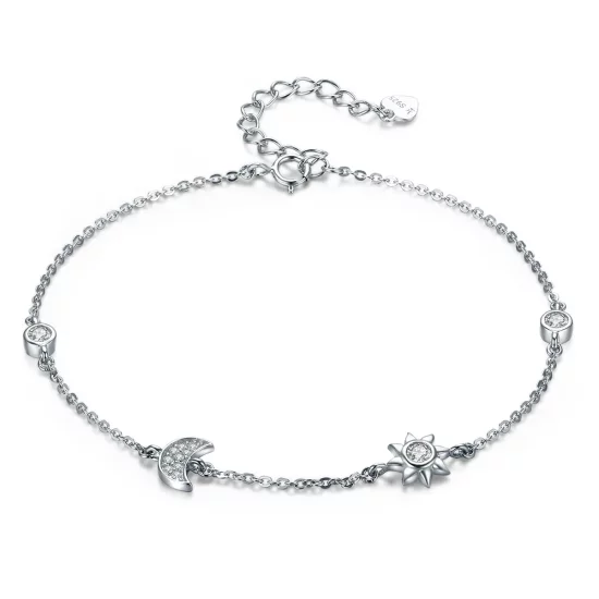 Pandora Style Silver Moon Sun and Stars Chain Slider Bracelet - SCB081