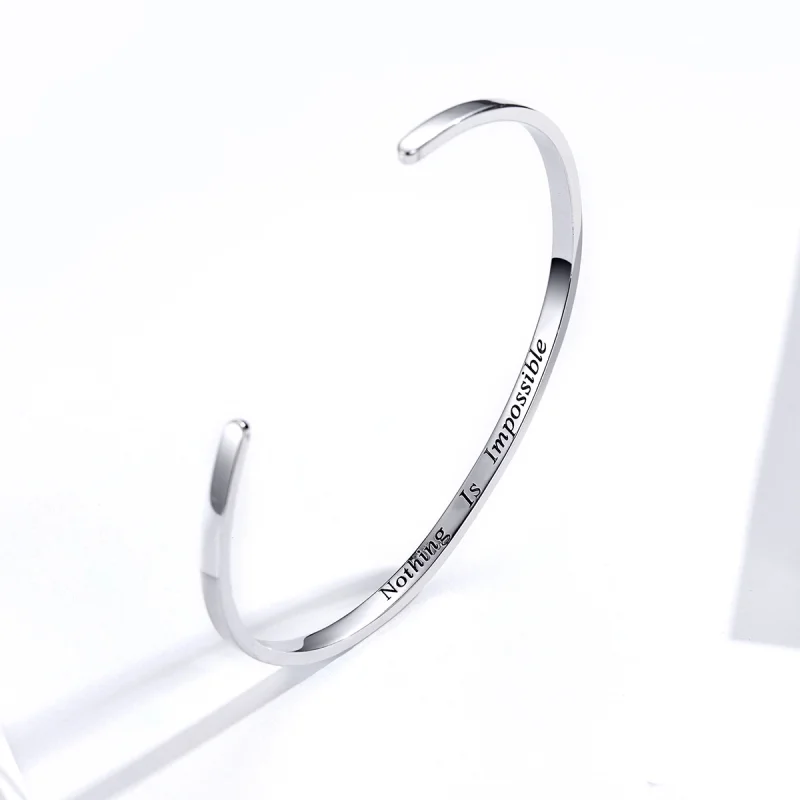 (image for) Pandora Style Silver Nothing Is Impossible Open Cuff Bangle - SCB160 - View 3