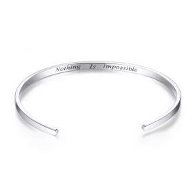 Pandora Style Silver Nothing Is Impossible Open Cuff Bangle - SCB160 Pandora Style Silver Nothing Is Impossible Open Cuff Bangle - SCB160