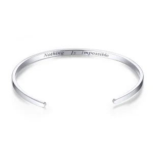 (image for) Pandora Style Silver Nothing Is Impossible Open Cuff Bangle - SCB160