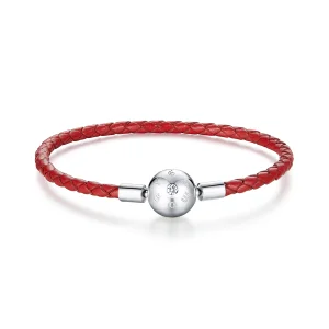(image for) Pandora Style Silver Red Leather Leather bracelet - BSB042