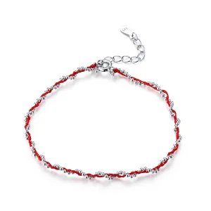 (image for) Pandora Style Silver & Red Rope Bracelet - SCB173-Rd