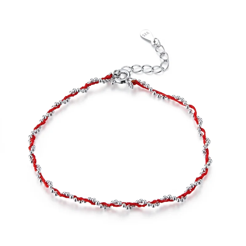 (image for) Pandora Style Silver & Red Rope Bracelet - SCB173-Rd - Product Image