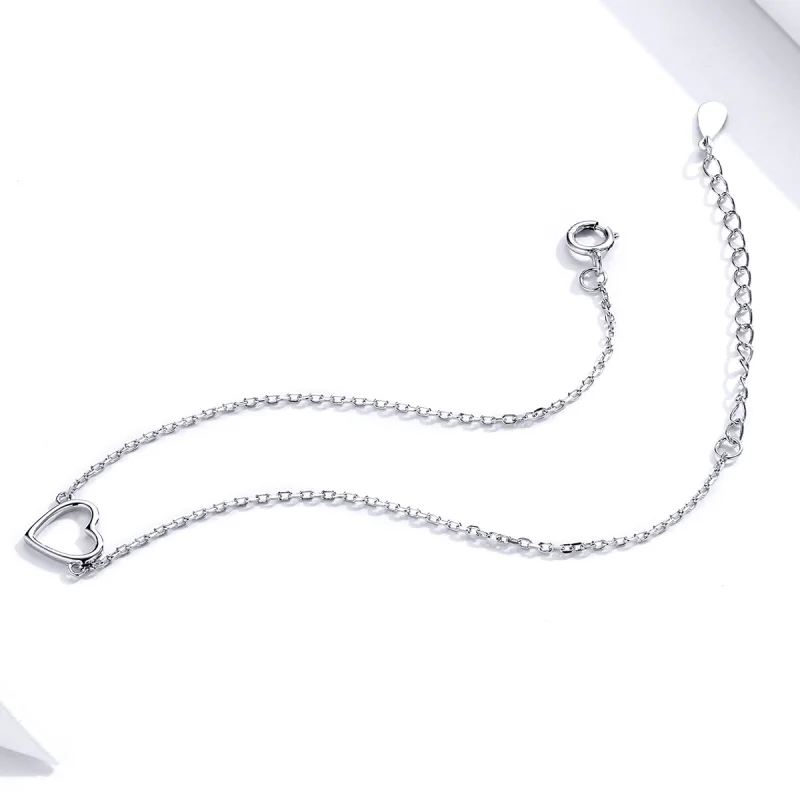 (image for) Pandora Style Silver Shape of Love Chain Slider Bracelet - SCB159 - View 3