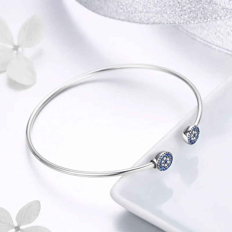 (image for) Pandora Style Silver Shining Stars Open Bangle - SCB058 - View 6