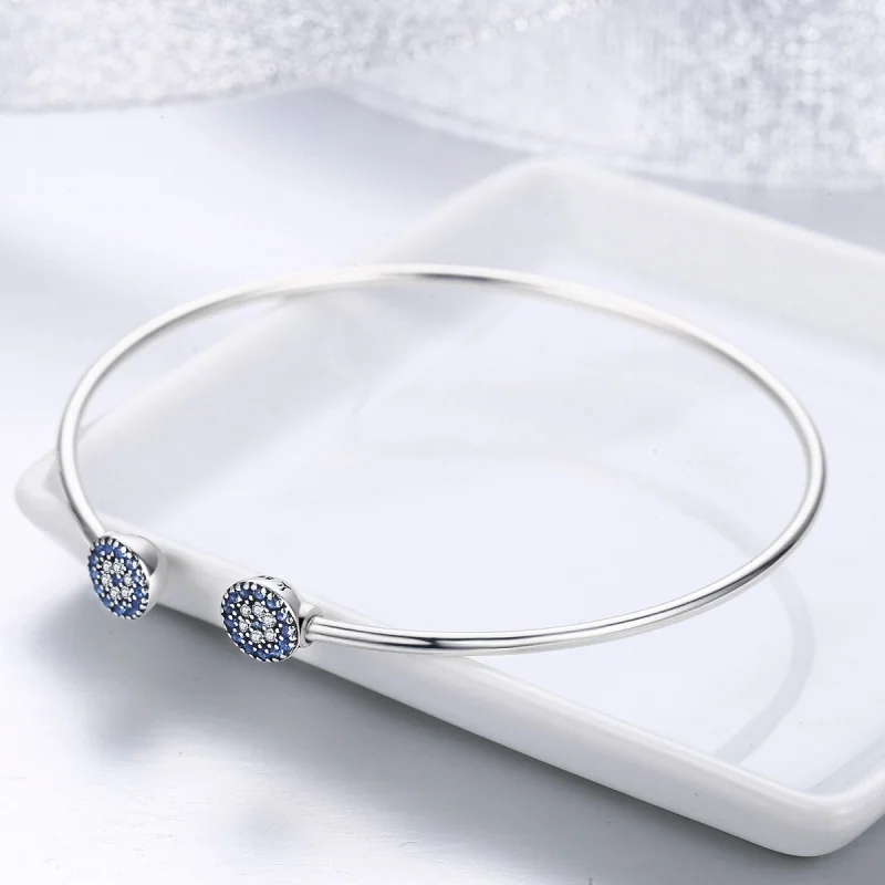 (image for) Pandora Style Silver Shining Stars Open Bangle - SCB058 - View 7
