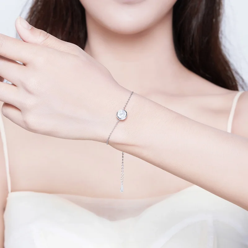 (image for) Pandora Style Silver Simple Chain Slider Bracelet - SCB157 - View 2