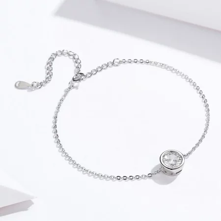 Pandora Style Silver Simple Chain Slider Bracelet - SCB157