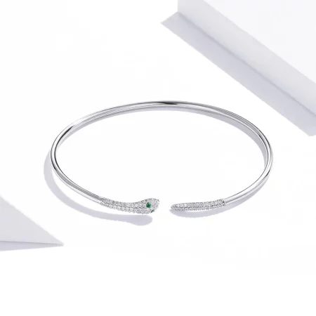 Pandora Style Silver Snake Open Bangle - SCB206