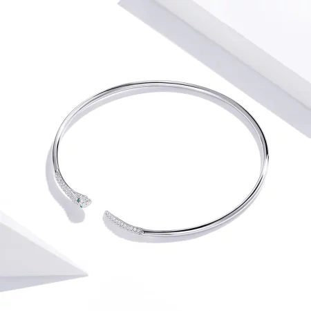 Pandora Style Silver Snake Open Bangle - SCB206