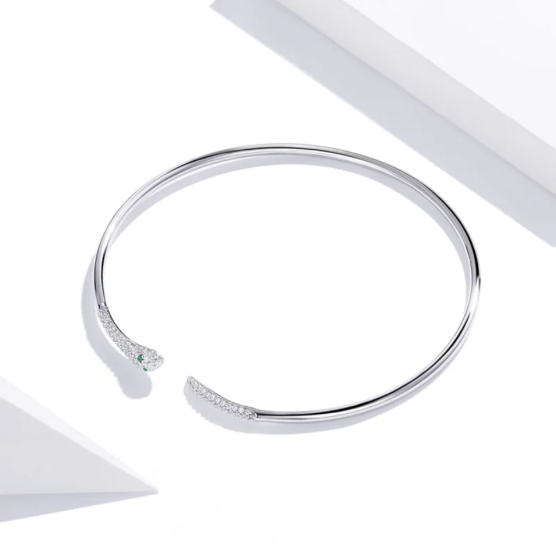 (image for) Pandora Style Silver Snake Open Bangle - SCB206 - View 3