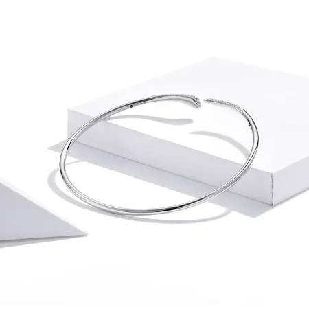 Pandora Style Silver Snake Open Bangle - SCB206