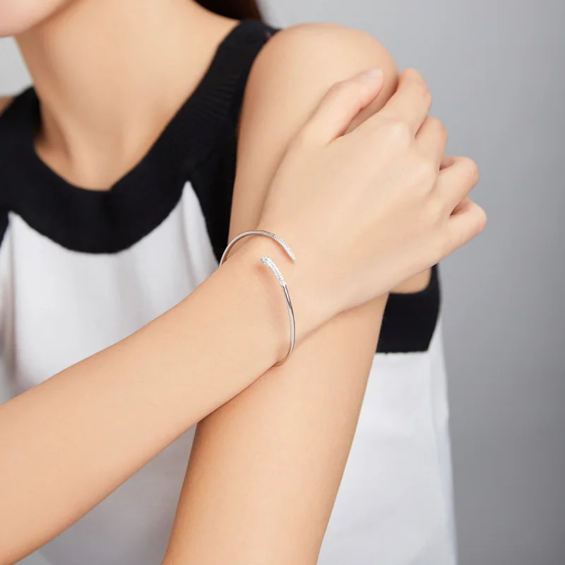 (image for) Pandora Style Silver Snake Open Bangle - SCB206 - View 6