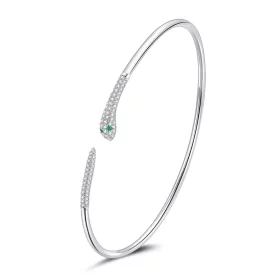 Pandora Style Silver Snake Open Bangle - SCB206 Pandora Style Silver Snake Open Bangle - SCB206