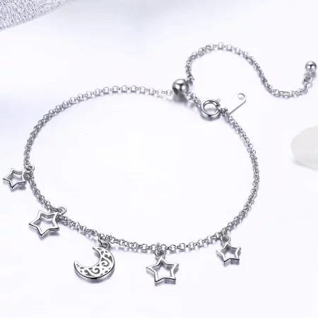 Pandora Style Silver Starry Sky Chain Slider Bracelet - SCB107