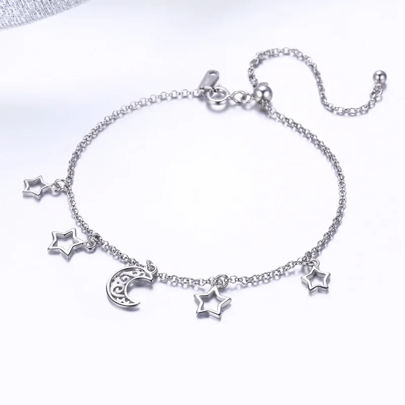 (image for) Pandora Style Silver Starry Sky Chain Slider Bracelet - SCB107 - View 4