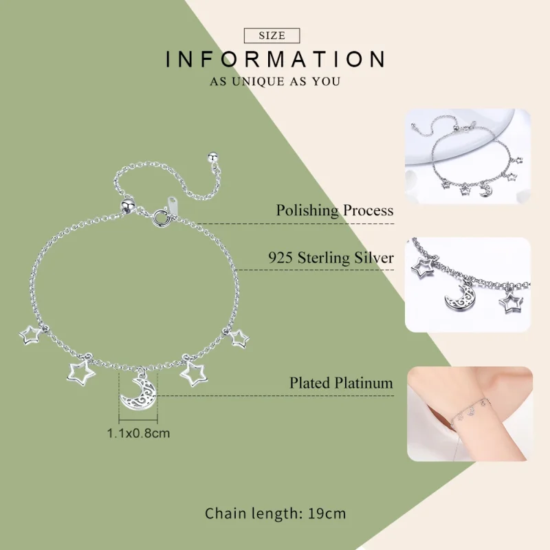 (image for) Pandora Style Silver Starry Sky Chain Slider Bracelet - SCB107 - View 5